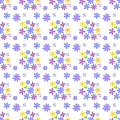 Seamless pattern minimalist repeating background with flowers. Fabric wallpaper print texture. Perfectly for backdrop, wrapped paper, linen.