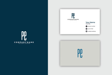 Modern Business Card Design with Minimalist PE Lettermark Logo.