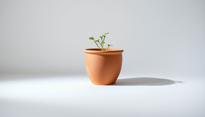 Fototapeta premium Small plant in terracotta pot