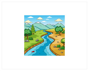 Naklejka premium River Vector, River Cartoon vector Free SVG Download