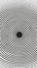 Hypnotic circular halftone pattern with radial gradient illusion creating a sense of depth and retro aesthetic in high