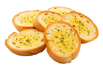 Garlic Bread Slices isolated on white or transparent background. PNG