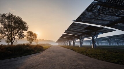 Fototapeta premium Solarpark als Symbol nachhaltiger Energiezukunft