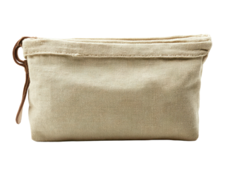 Beige Linen Pouch with Zipper