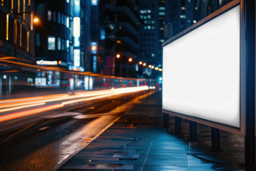 PNG night roadside billboard ad sign mockup, transparent design