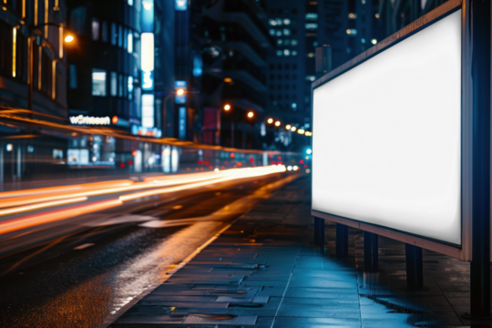 PNG night roadside billboard ad sign mockup, transparent design