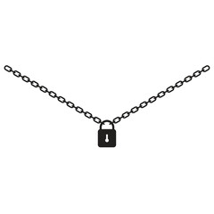 Crossed Chain with Hanging Padlock Representing Restriction or Access Denied