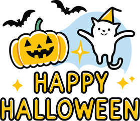 Obraz premium Festive halloween illustration with classic spooky elements