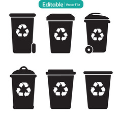 Recycle Bin Flat Icon Vector, Trash Can with Recycling Symbol, Waste Management Illustration