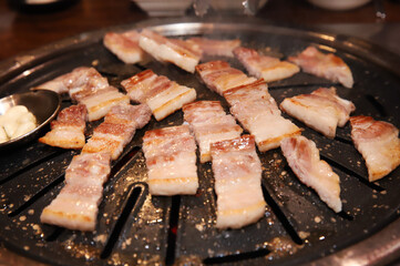 Korean BBQ. Charcoal grilled pork belly