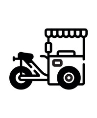 Stylized Food Cart Illustration Black and White Mobile Food Business Iconography