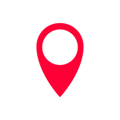 Simple red location marker symbol used for navigation or indicating a specific spot on digital maps.