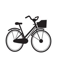 Silhouette of a Classic Bicycle with a Basket a Simple and Elegant Design Great for Transportation and Recreation