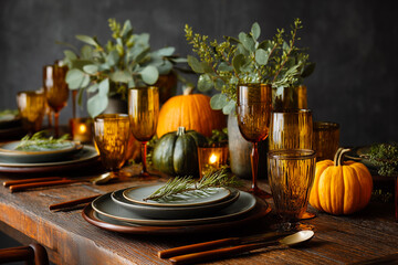 Elegant autumn table setting