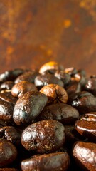 Close-up of roasted coffee beans
