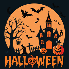 Bold happy halloween graphic with festive elements