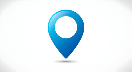 Blue Location Pin on White Background for Map Navigation