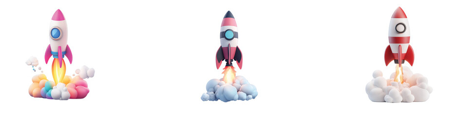 Colorful Rocket Launch Concept With