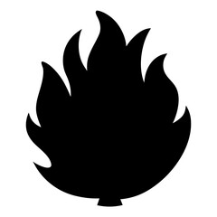Stylized Silhouette of a Burning Bush with Flames on a White Background