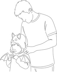 Obraz premium Father child bat costume halloween parenting family love support care dad