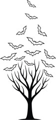 Halloween tree bats spooky silhouette october autumn night scary horror dark