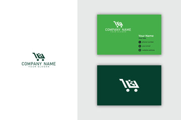 Modern Shopping Cart Logo and Business Card Design for Retail Business.