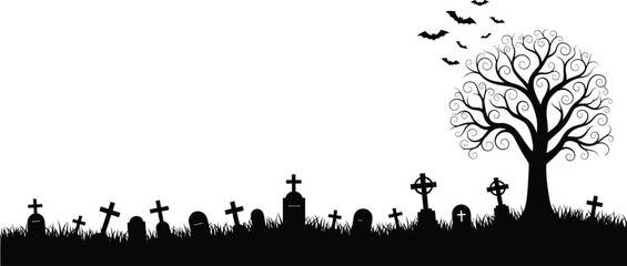 Halloween graveyard spooky bats tombstone cemetery death horror night creepy dark