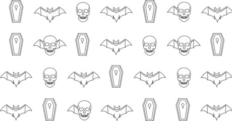 Halloween pattern bat skull coffin spooky scary october holiday death dark