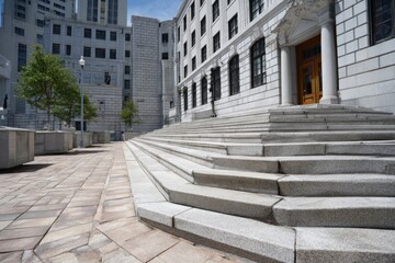 Fototapeta premium City steps leading to a grand building