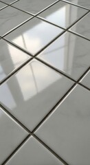 Reflective Tile Surface Texture Emphasizing Geometric Precision and Light Interaction
