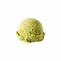 Obraz premium Single scoop of pale green pistachio ice cream on white