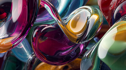 Colorful glass creations display intricate designs and craftsmanship in a vibrant exhibit setting