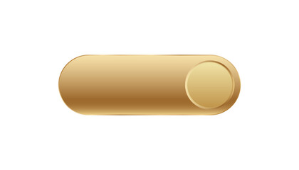 Gold toggle button with a smooth finish features a rounded design, perfect for interface elements.
