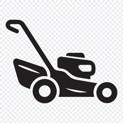Lawn Mower Silhouette Icon – Black and White Vector for Landscaping and Gardening, toy, isolated, car, wheel, equipment, transportation, red, truck, cart, baby, transport, vehicle, object, mower.