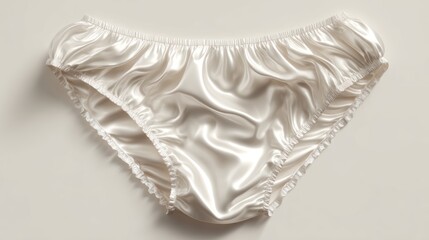 Silk panties, cream color, wrinkles, on bright, neutral surface