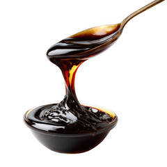 Balsamic sauce, flowing salad vinegar isolated [Transparent Background PNG].