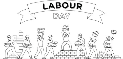 Labour day construction workers building bricks teamwork hard work industry
