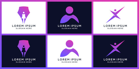 People leader logo design set