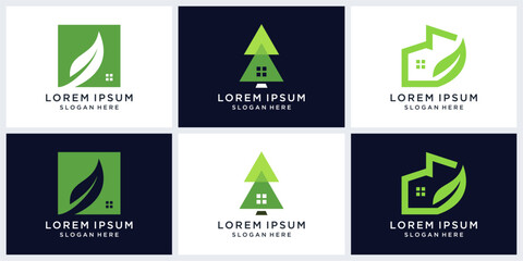 Obraz premium Green house logo design set