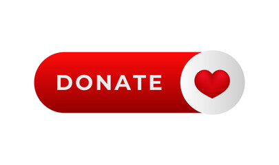 Rounded red button features white text with heart symbol. designed to encourage donations online.
