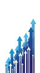 Ascending blue arrows representing growth progress and financial success