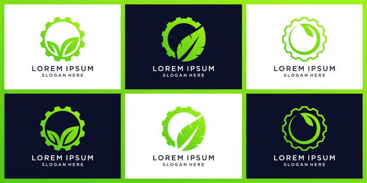 Bio mechanic logo design set