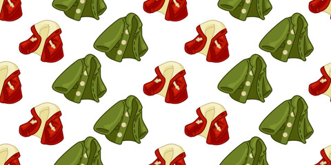 Seamless Cartoon Blue Scarf Pattern. Blue scarves with fringe in cartoon style. Flat seamless pattern on white background. © pepiyoinlo