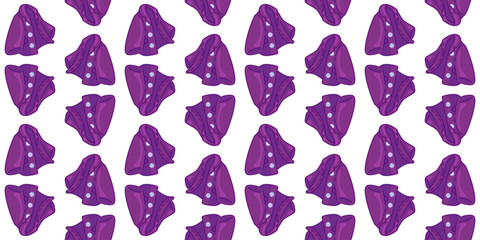 Seamless Cartoon Purple Cardigan Pattern. Purple cardigans with buttons in cartoon style. Flat seamless pattern on white background.