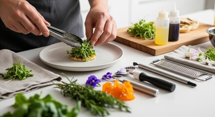 Oblique Plating Ritual in Daylight: Quiet Fine-Dining Craft
