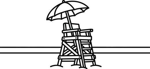 Lifeguard chair beach umbrella safety summer vacation coast ocean seaside sun