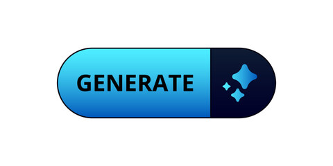 A blue button featuring bold black text in the center and star symbols to the right side of the design.