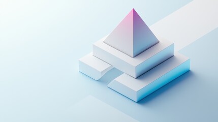 3D pyramid chart with gradient segments representing business data analysis and visualization.