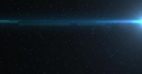 Animation of light spots and space over black background - Powered by Adobe