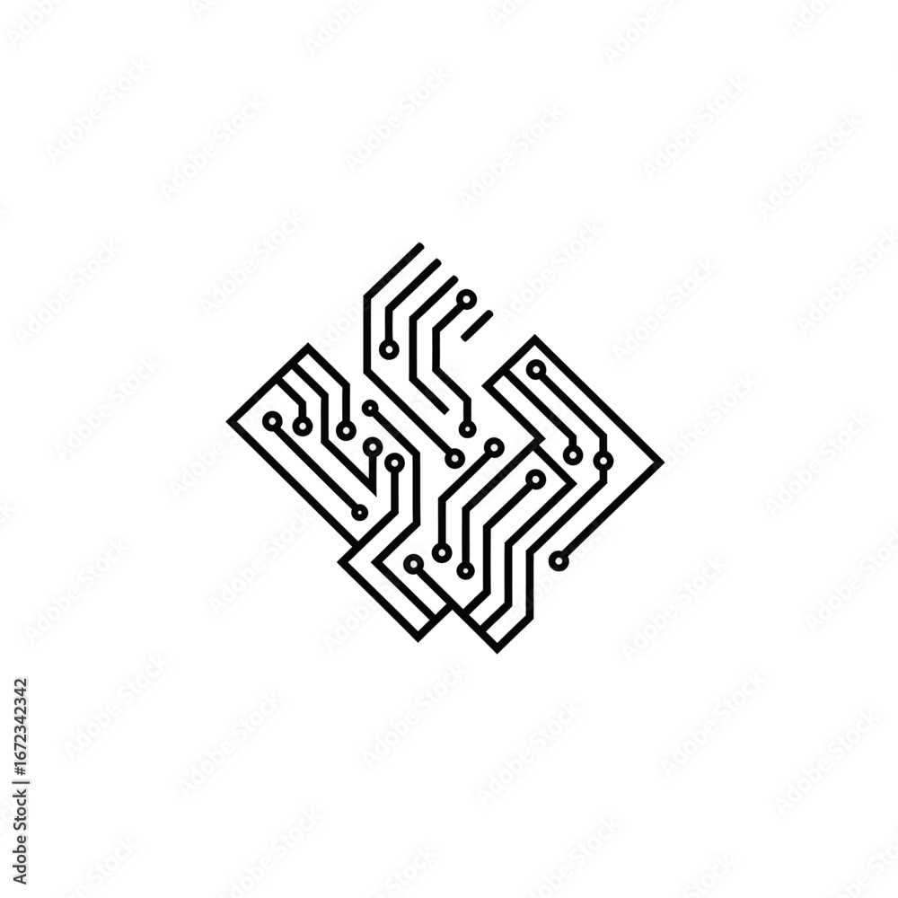 Wall mural abstract circuit board pattern line art for technology and digital concepts